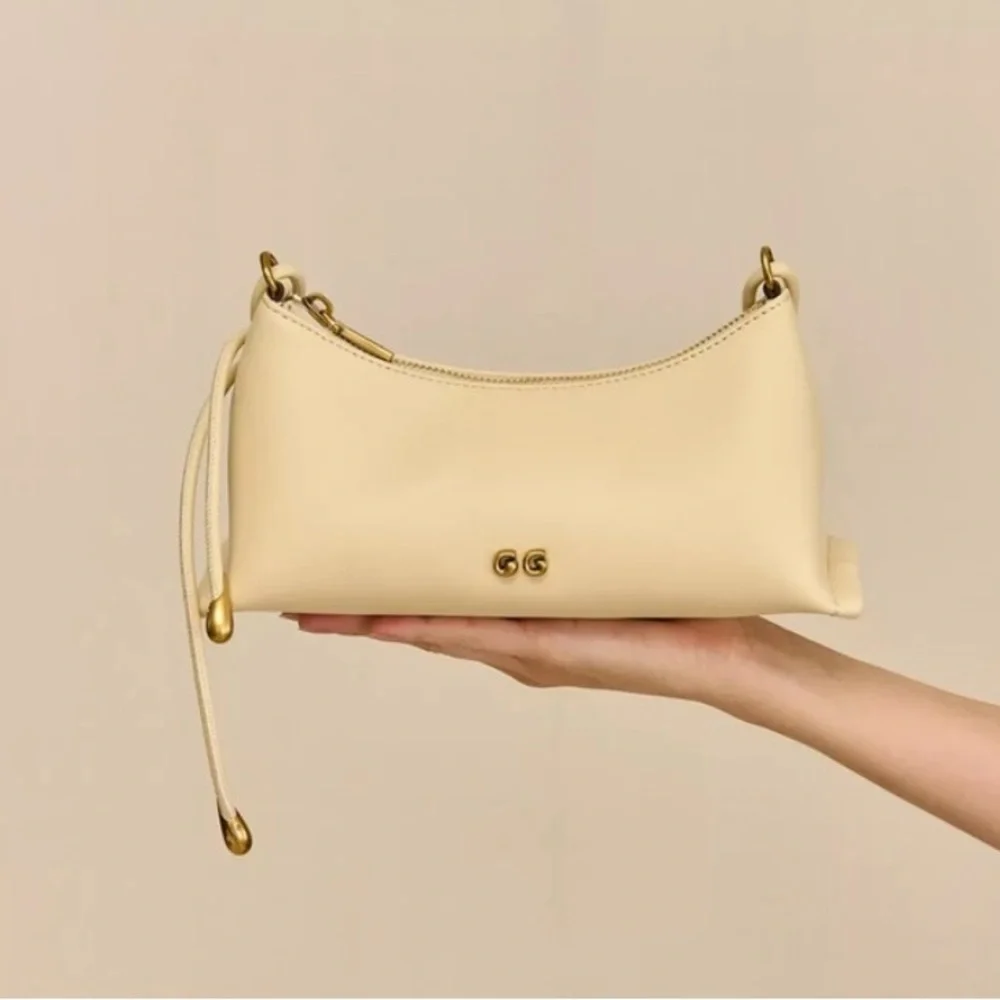 Cult Gaia Osa Shoulder Purse Hand Bag Leather Buttercream Yellow $498